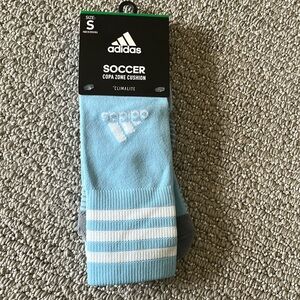 Adidas small youth soccer socks.